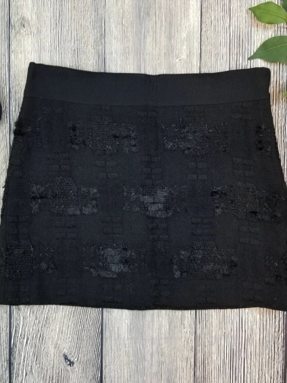 Milly of New York Black Textured Fringed Jacquard Mini Skirt - Size 10